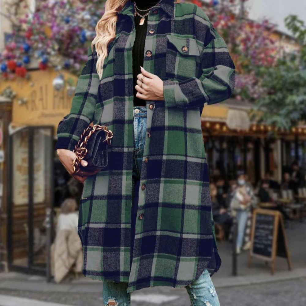 Long plaid jacket